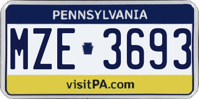 PA license plate MZE3693