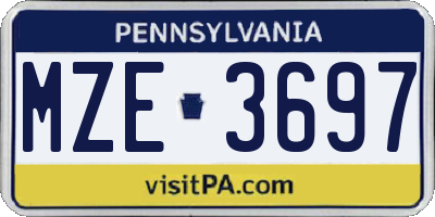 PA license plate MZE3697