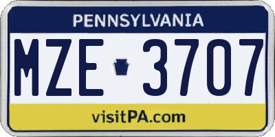PA license plate MZE3707