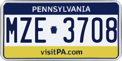 PA license plate MZE3708