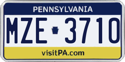 PA license plate MZE3710