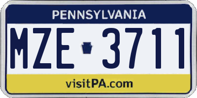 PA license plate MZE3711