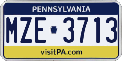 PA license plate MZE3713