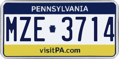 PA license plate MZE3714