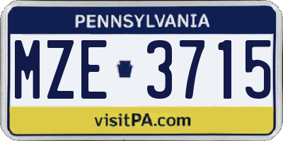 PA license plate MZE3715