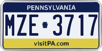 PA license plate MZE3717