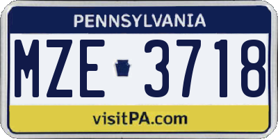 PA license plate MZE3718