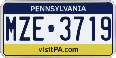 PA license plate MZE3719