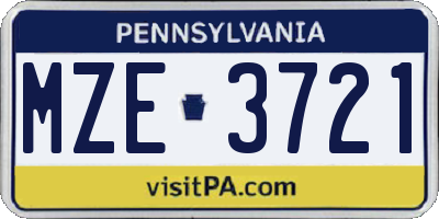 PA license plate MZE3721