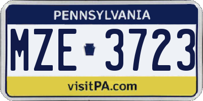 PA license plate MZE3723