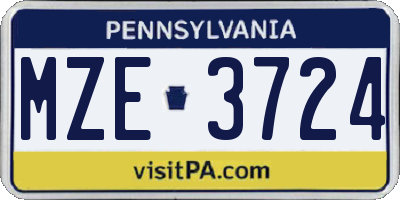 PA license plate MZE3724