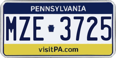 PA license plate MZE3725