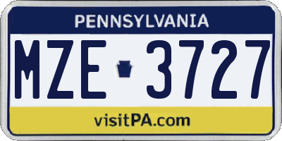 PA license plate MZE3727