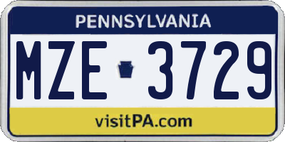 PA license plate MZE3729
