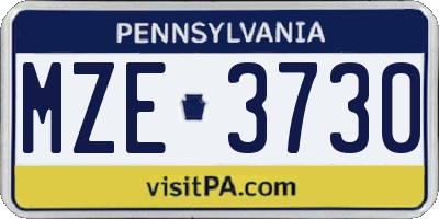 PA license plate MZE3730