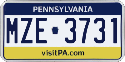 PA license plate MZE3731