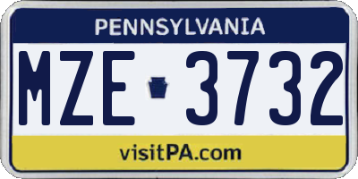 PA license plate MZE3732