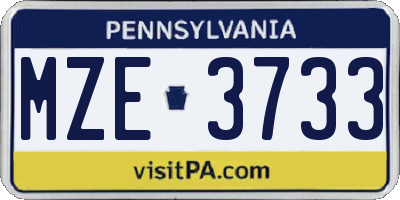 PA license plate MZE3733