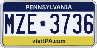 PA license plate MZE3736