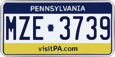 PA license plate MZE3739