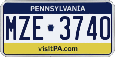PA license plate MZE3740