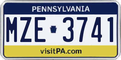 PA license plate MZE3741