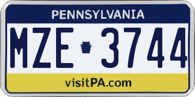 PA license plate MZE3744