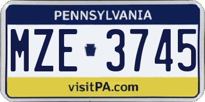 PA license plate MZE3745