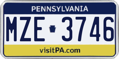PA license plate MZE3746