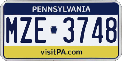 PA license plate MZE3748
