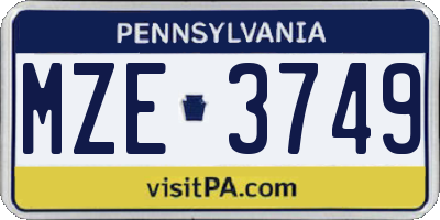 PA license plate MZE3749