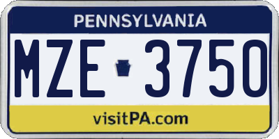 PA license plate MZE3750
