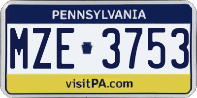 PA license plate MZE3753