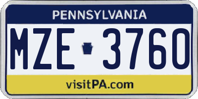 PA license plate MZE3760