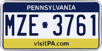 PA license plate MZE3761