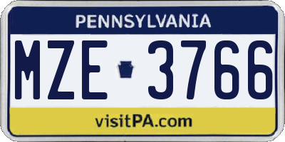 PA license plate MZE3766