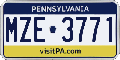 PA license plate MZE3771