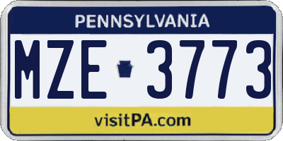 PA license plate MZE3773