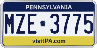 PA license plate MZE3775