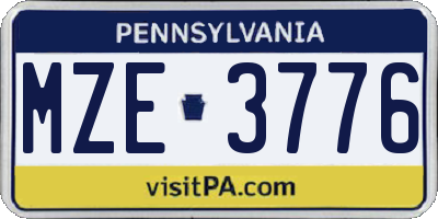 PA license plate MZE3776