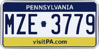 PA license plate MZE3779