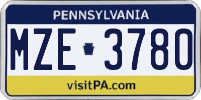 PA license plate MZE3780