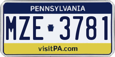 PA license plate MZE3781