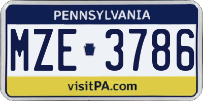 PA license plate MZE3786