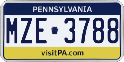 PA license plate MZE3788