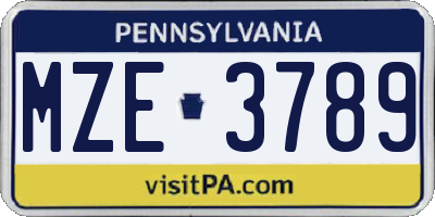 PA license plate MZE3789