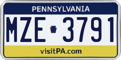 PA license plate MZE3791
