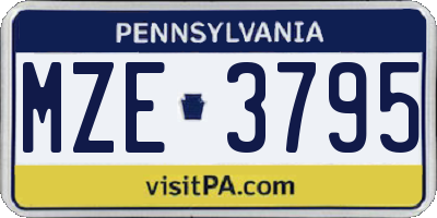PA license plate MZE3795
