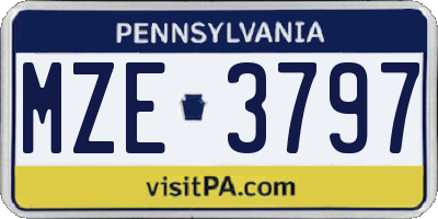 PA license plate MZE3797
