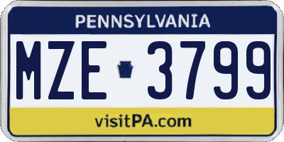 PA license plate MZE3799